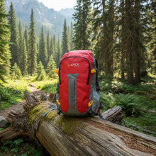 Load image into Gallery viewer, APEX Red X34, 34 liter backpack featured in mountain scene background