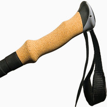 Load image into Gallery viewer, Ergonomic 100% cork handle with adjustable moisture-wicking wrist strap on APEX Aluminum trekking poles.