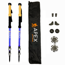 Load image into Gallery viewer, blue aluminum hiking poles with accessories and carrying bag