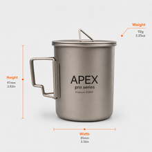 Load image into Gallery viewer, APEX Titanium Camp Mug | 450ml Single-Wall Ultralight Nestable Cup
