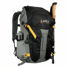 Load image into Gallery viewer, Stealth Onyx APEX X34 34L Hiking Backpack with trekking pole attachments and ripstop nylon.
