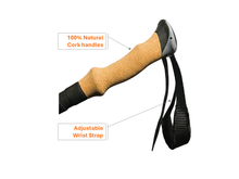 Load image into Gallery viewer, aluminum trekking poles with natural cork handles.
