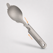 Load image into Gallery viewer, APEX Titanium 4-Piece Cutlery Set | Knife, Fork, Spoon &amp; Bottle Opener with Nesting Design
