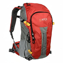 Load image into Gallery viewer, Summit Crimson APEX X34 34L Technical Backpack featuring a ventilated airflow back system.
